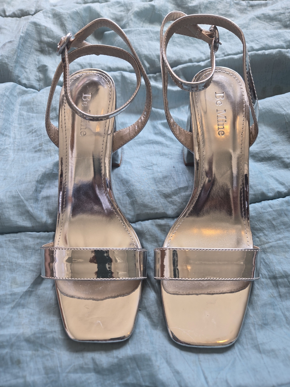 Be Mine Silver Metallic Ankle-Strap Sandals